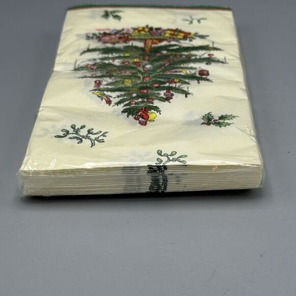 Vtg Sealed New 16 ct Spode Christmas Tree 3 ply Paper Guest Dinner Napkins NOS - Picture 9 of 10